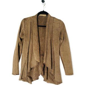 XS Testimony LA French Terry Tan Open Drape Victorian Jacket